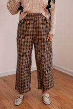 tan black plaid cargo pants