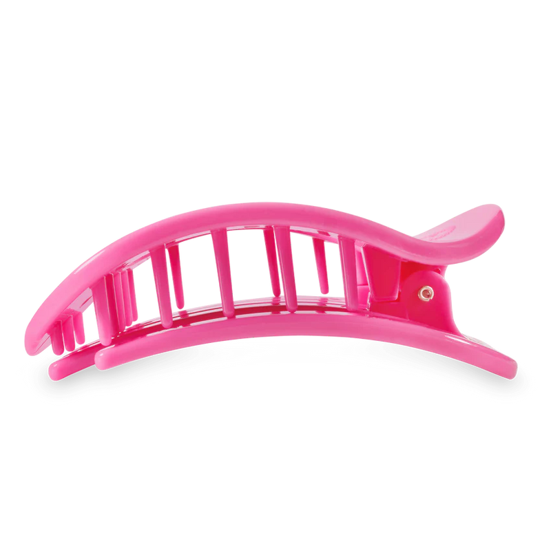 teleties pink flat round hair claw clip