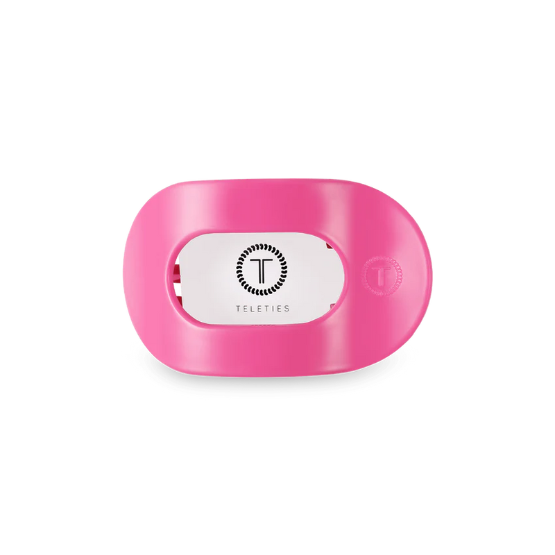 teleties flat round hair clip pink