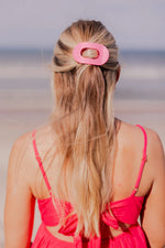 teleties flat round hair clip pink