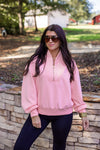 pink gold zipper scuba pullover