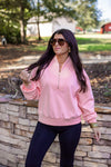 pink gold zipper scuba pullover