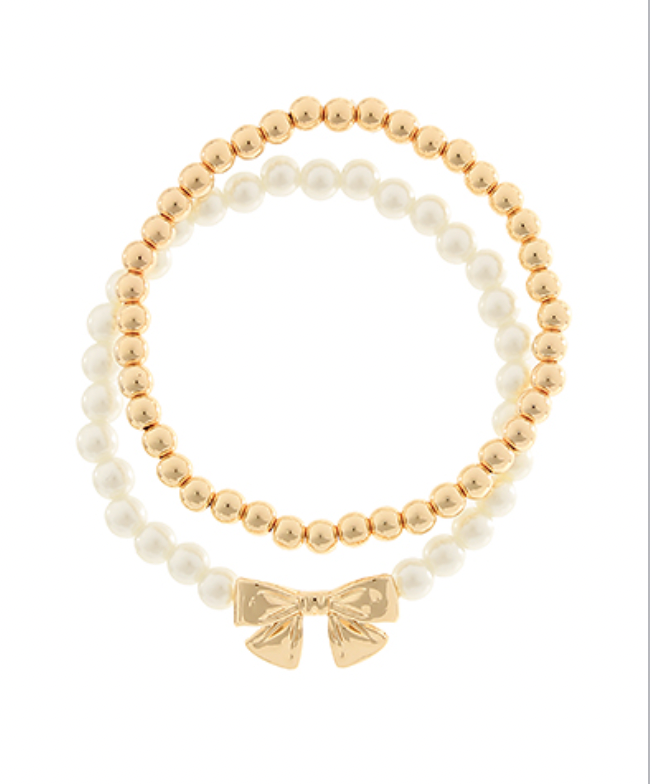 BOW GOLD pearl beaded bracelets