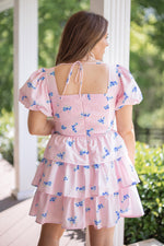 pink floral girly bow dress