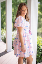 pink floral girly bow dress