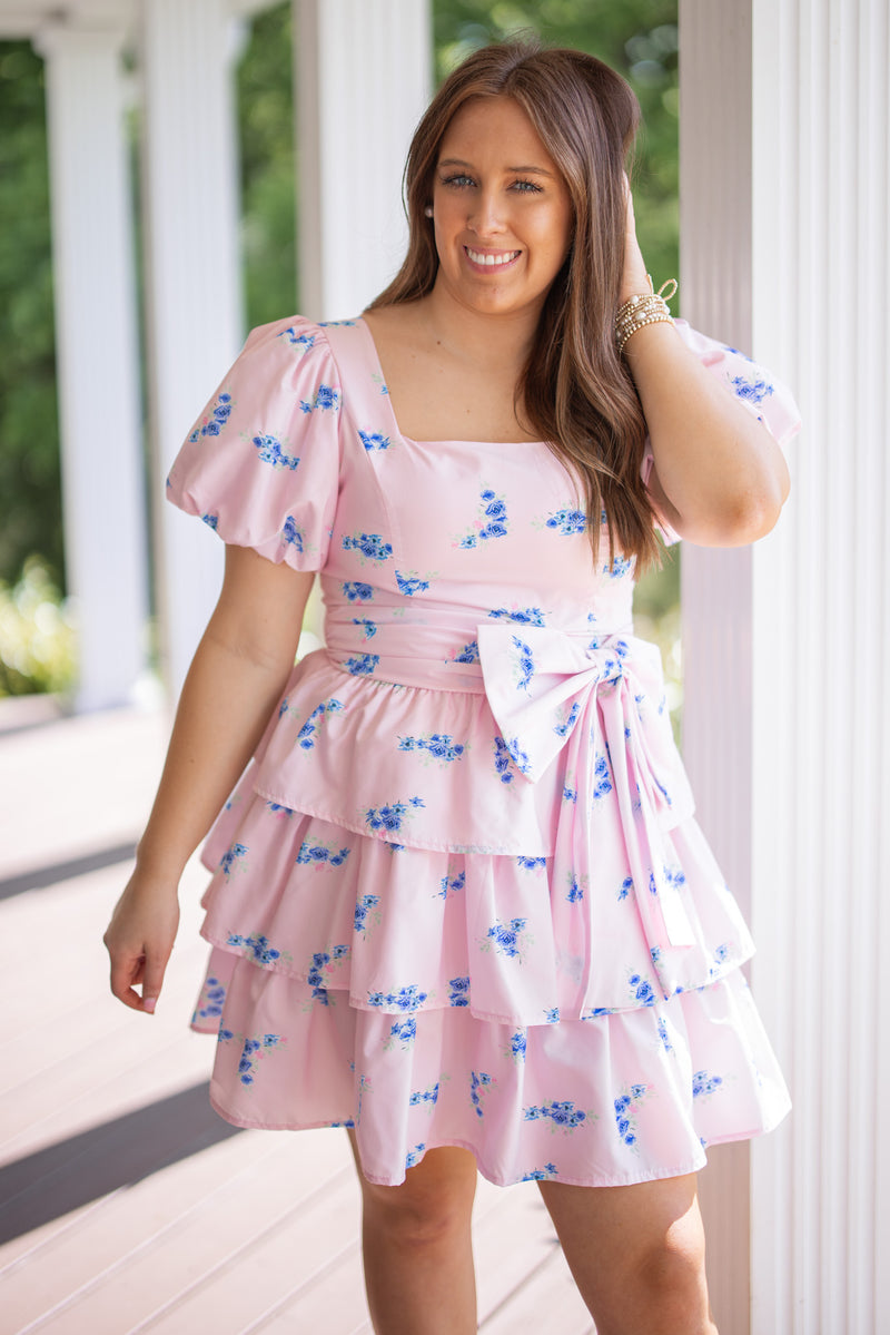 pink floral girly bow dress