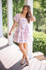 pink floral girly bow dress