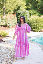 pink boho bump friendly maxi dress