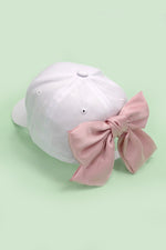 white baseball cap pink bow back hat