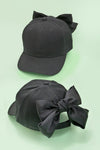 white baseball cap pink bow back hat