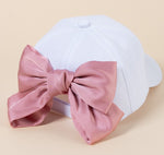 white baseball cap pink bow back hat