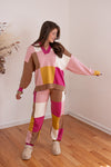 pink checkered oversized sweater