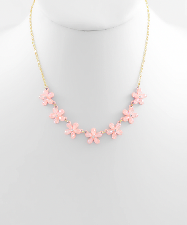 pink flower necklace