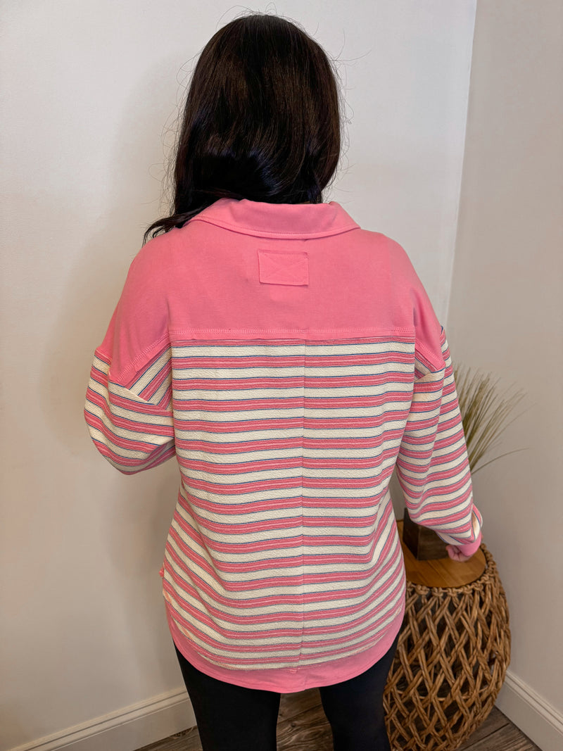 pink stripe pullover