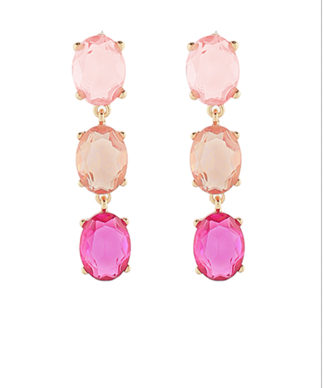 pink jewel rhinestone earrings