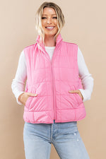 Pretty Follies TCEC Pink quilted puffer vest with zipper front closure