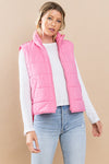 Pretty Follies TCEC Pink quilted puffer vest with zipper front closure