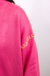 pink turtleneck stitch trim sweater