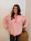 pink striped pullover top