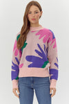 Jodifl Light pink sweater with large multicolor print