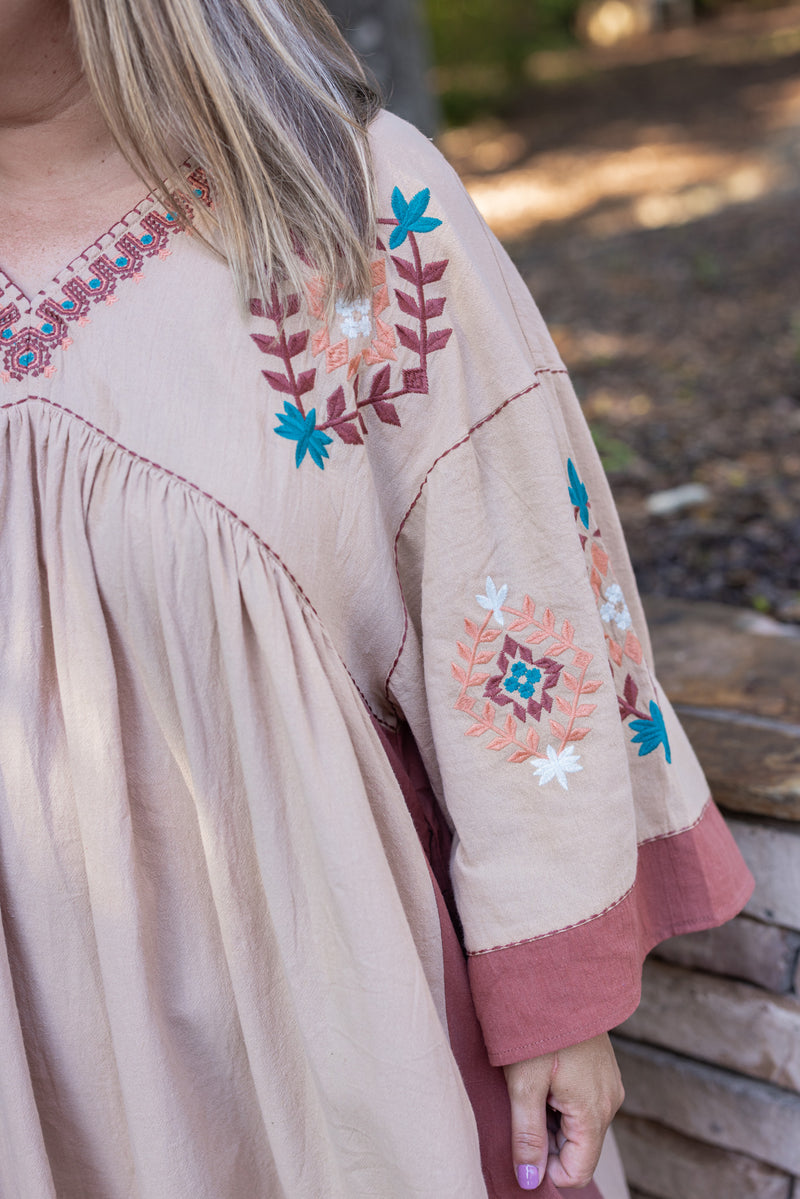 boho embroidered babydoll plus dress