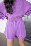 purple pearl embellished cotton skort