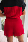 red black gauze rhinestone shorts outfit