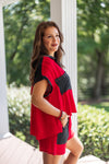 cute gameday red black matching shorts set