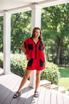 red black gauze rhinestone shorts outfit