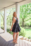 black halter neckline graduation dress