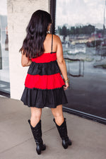 black red ric rac gameday dress