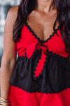 black red ric rac gameday dress