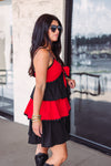 black red ric rac gameday dress