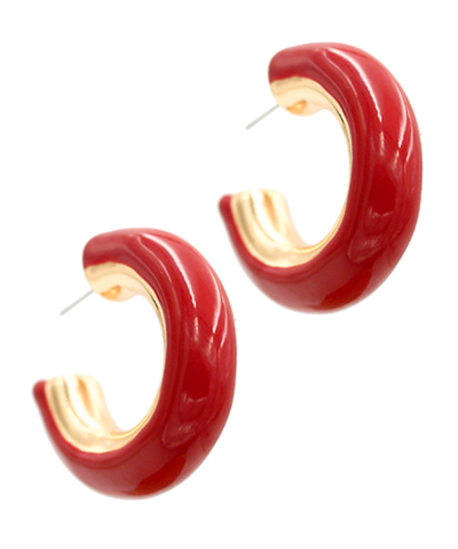 red chunky hoop earrings