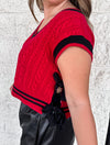 red black trim cropped sweater vest