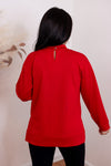 red scuba knit pullover top