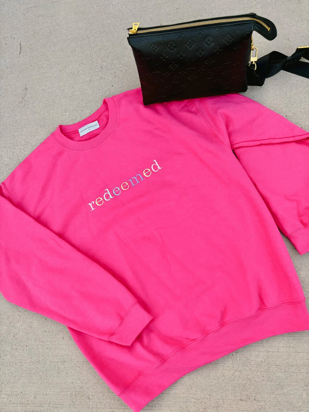 redeemed colorful pink embroidered sweatshirt pullover 