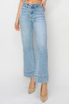 Risen Jeans light washed denim wide leg jeans with no rips