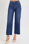 risen tummy control dark wide leg jeans