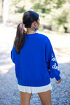 blue touchdown embroidered pullover