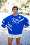 blue touchdown embroidered pullover