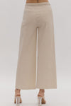 Entro Cropped wide leg denim pants with braided detail at waist in sand