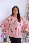 santa reindeer cross stitch sweater