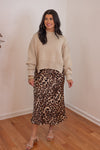 leopard satin midi skirt
