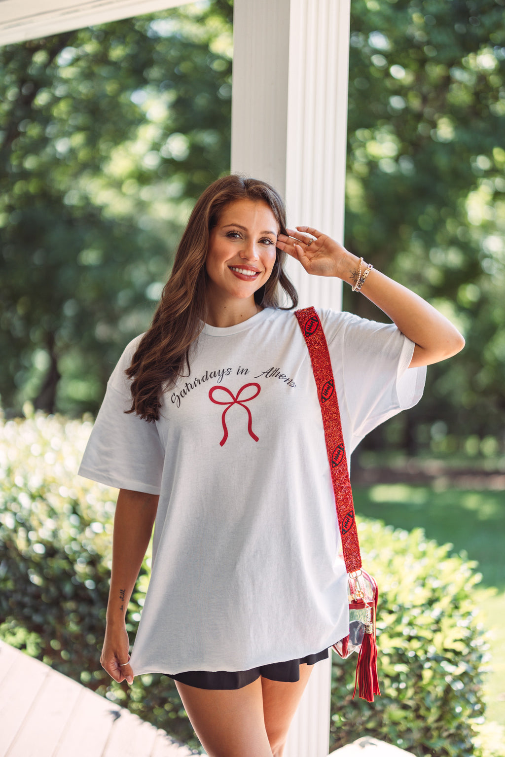 saturday in athens bow graphic tee