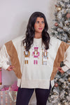 sequin nutcracker corded pullover