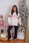 sequin nutcracker corded pullover