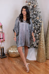 silver metallic tunic shift dress