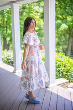 floral patchwork summer midi dress
