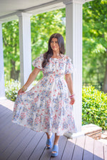 floral patchwork summer midi dress